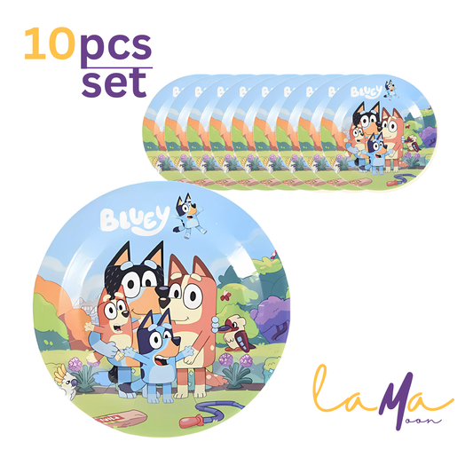 Bluey Party Plates: Kids Birthday, 7-inch Disposable Plates, Set of 10