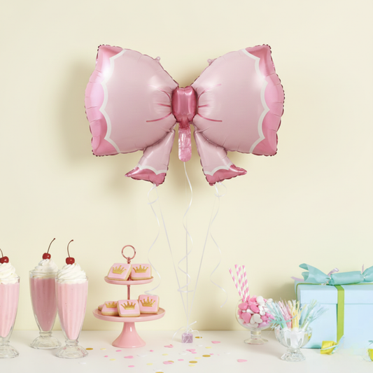 35" Pink Ribbon Bow Foil Balloon – Elegant Coquette Aesthetic Decoration