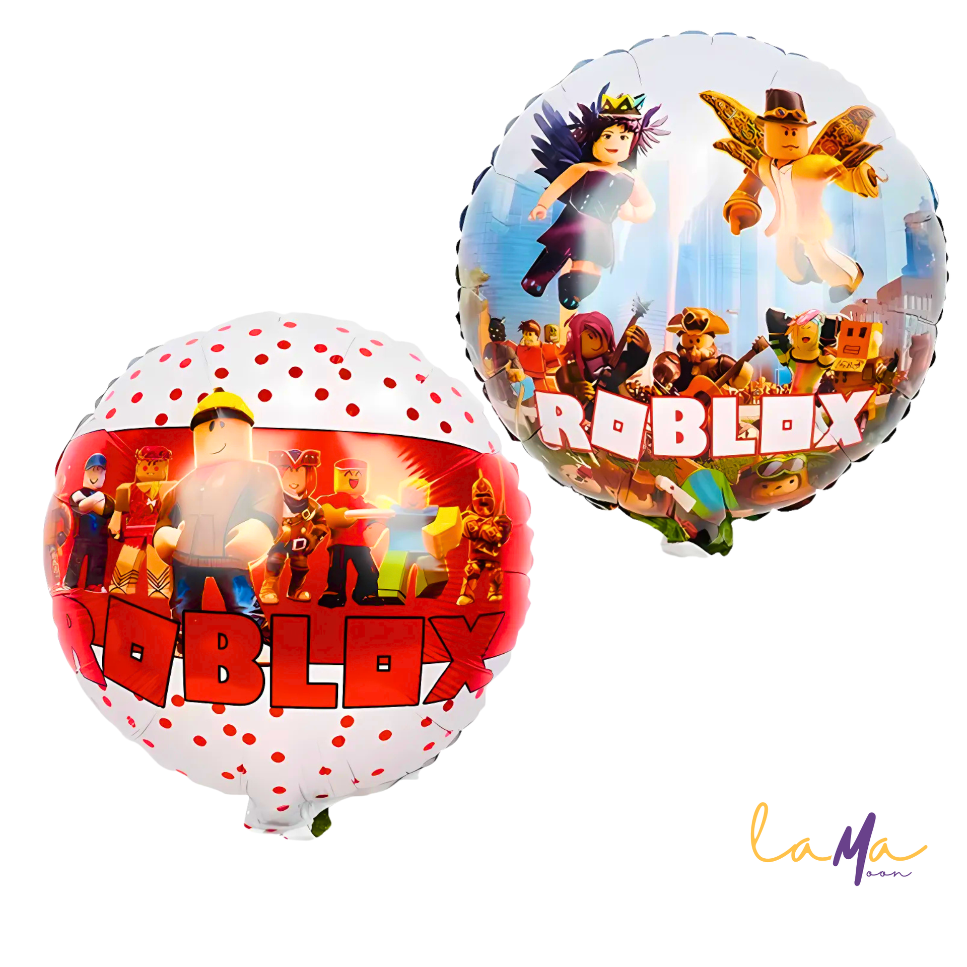Roblox Red Color Birthday Balloon 18" – Double Sided with Ribbon & Easy Inflate