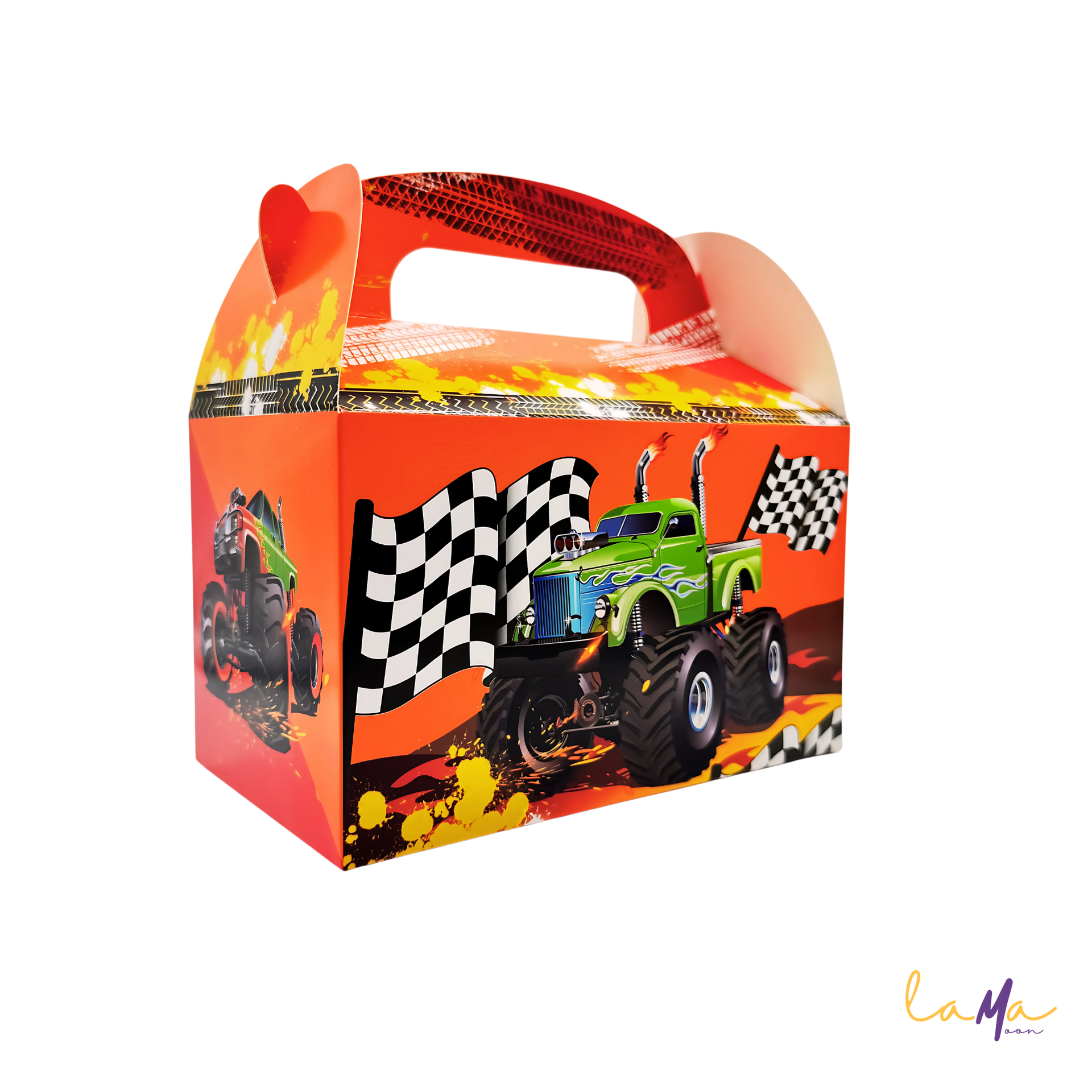 Monster Truck Party Favor Boxes - Red Color Birthday Kids Party Goodie Bag