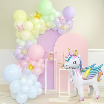 Giant Rainbow Unicorn Foil Balloon with Base: Birthday Party Decoration
