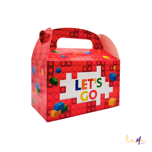 Building Blocks Party Favor Box: Red Birthday Treat & Goodie Bag