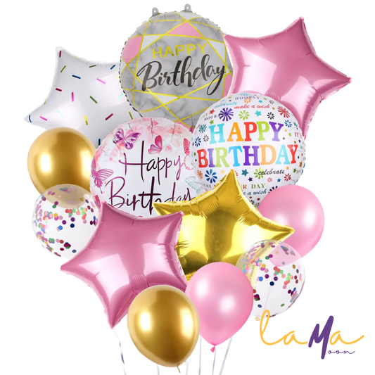 Happy Birthday Balloons Pink Foil Balloons Set Kids Birthday Baby Shower Birthday Party Decorations NON-INFLATED