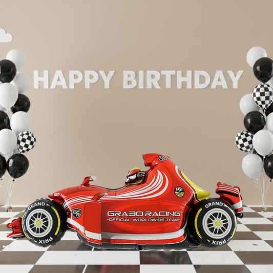 Grand Prix Speed Racing Car Foil Balloon (43") – Red & White Sport Car Mylar