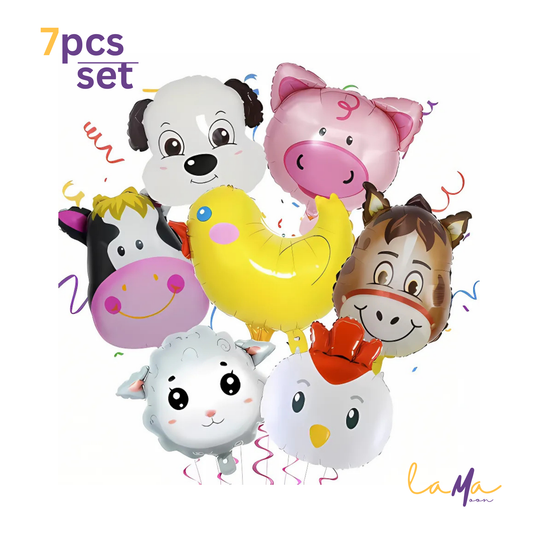 Farm Animal Balloon Set – 7pcs Foil Balloons for Kids Birthday, Barnyard Theme Party Decorations