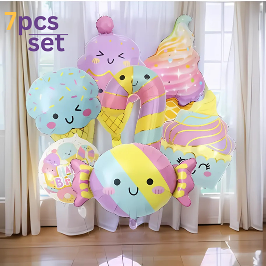 Kawaii Candy & Ice Cream Balloon Set – Cute Party Decorations for Kids Birthday, Baby Shower, Sweet Theme