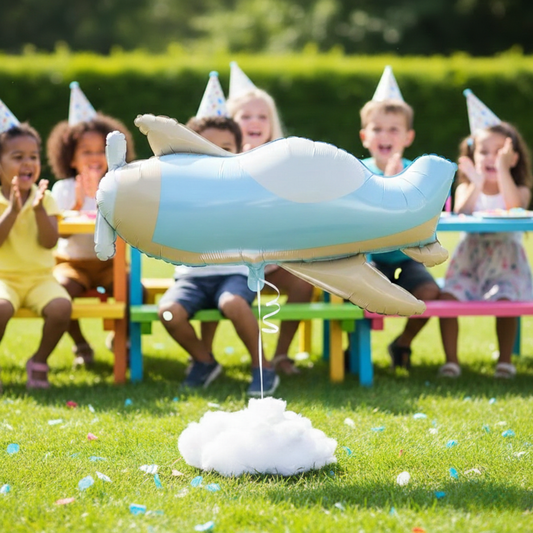 Vintage Airplane Foil Balloon (31") – Aviator Party Decor with Inflation Straw