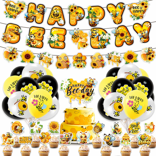 Bee Theme Party Decorations – 36Pcs Deluxe Birthday Set