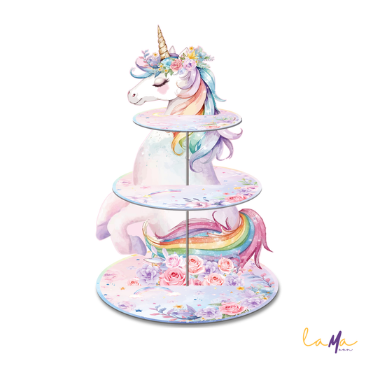 Magical Unicorn 3-Tier Cupcake Stand for Fantasy Birthday Parties & Baby Showers