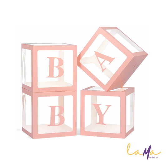 Pink Baby Balloon Boxes - Baby Shower Decorations - 4PCS