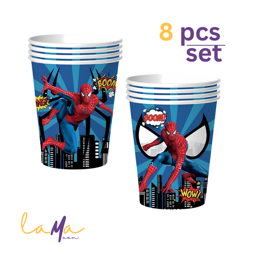 Spider Hero Party Cups: Eco-Friendly Superhero Birthday - 8pcs