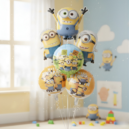 Character-Inspired Yellow Balloon Set – 6-Piece Cartoon-Style Party Decorations for Kids Birthdays
