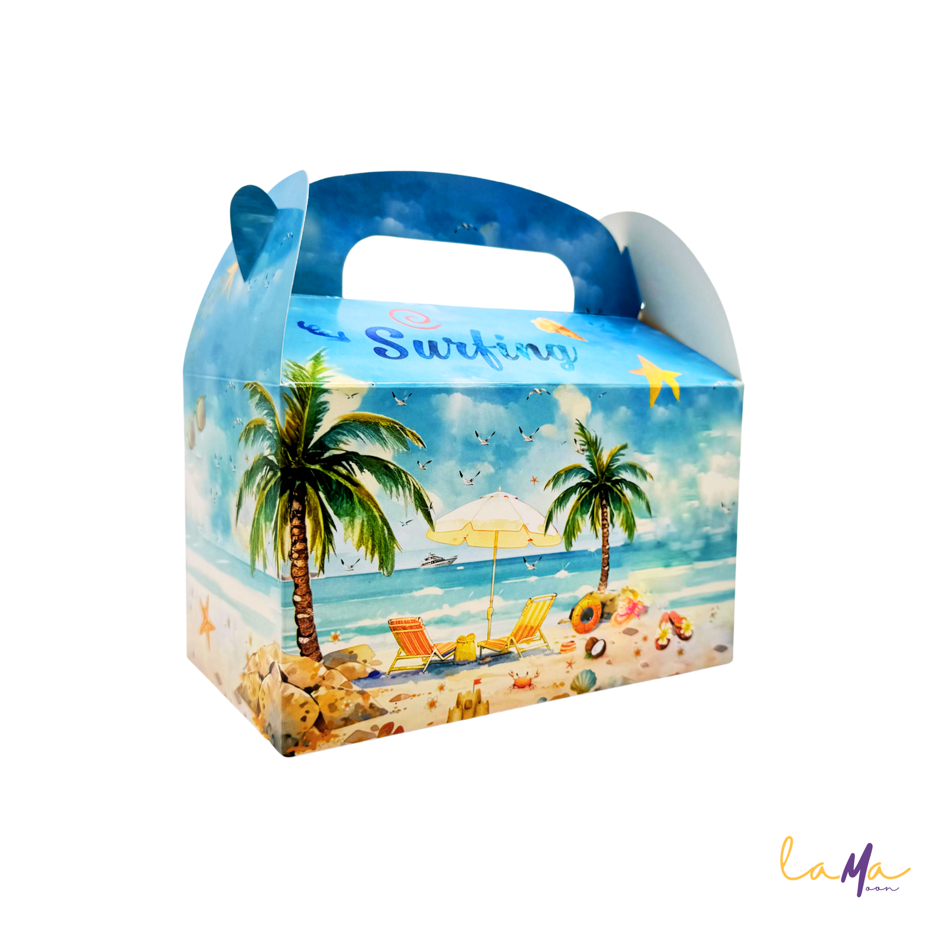 Beach & Surfing Party Favor Boxes: LamaMoon Treat Boxes (3.8 x 6.3 Inches)