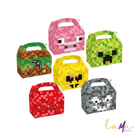 MineCraft Party Favor Boxes – Gift Boxes for Kids Birthday, Pixel Game Themed Goodie Boxes