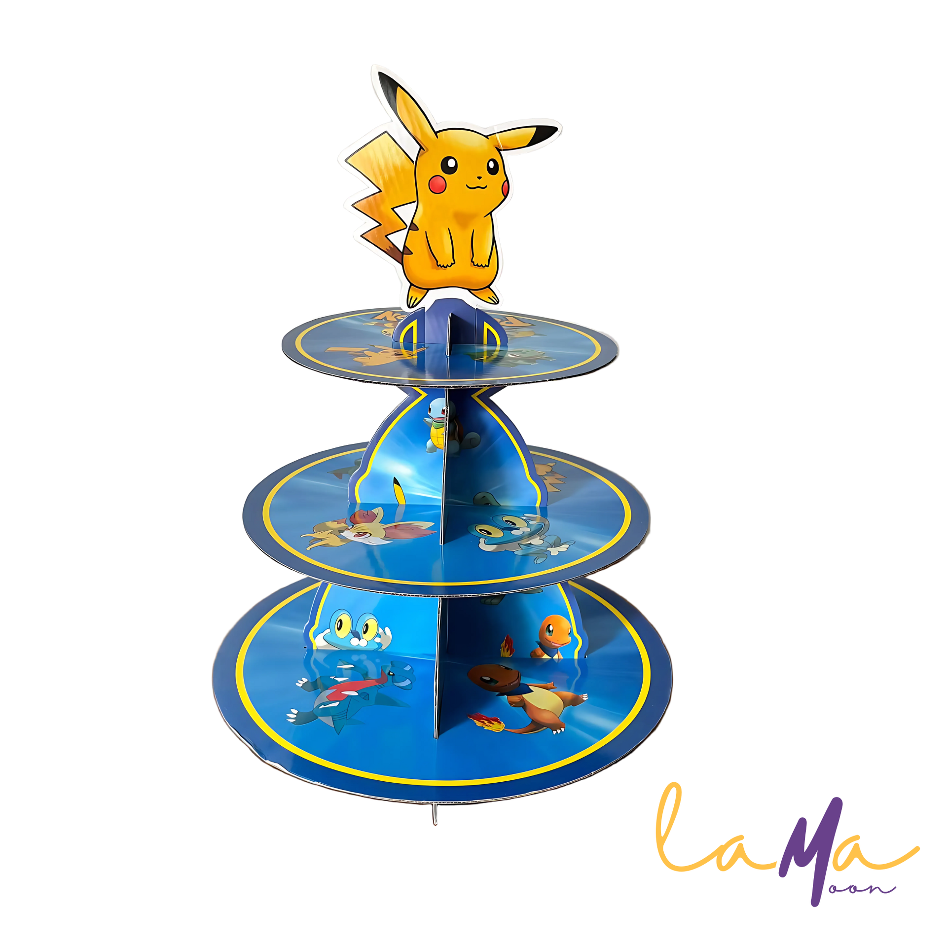Pikachu Pokemon Themed 3-Tier Cupcake Stand – 15-Inch Tall Party Display for Kids' Birthdays