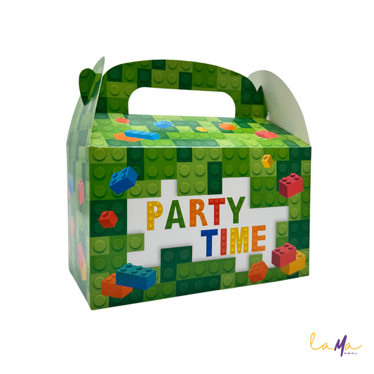 Building Blocks Party Favor Box: Green Birthday Treat, Goodie Bag