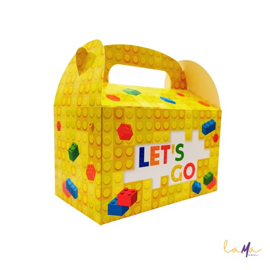 Building Blocks Party Favor Box: Yellow Birthday Treat Goodie Bag