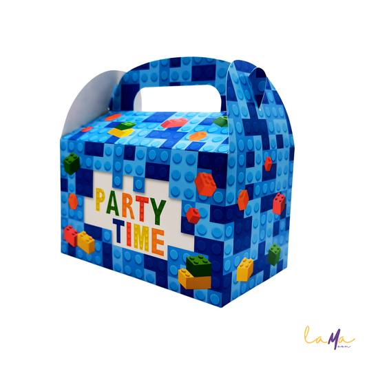 Building Blocks Party Favor Box: Blue Birthday Treat Goodie Bag