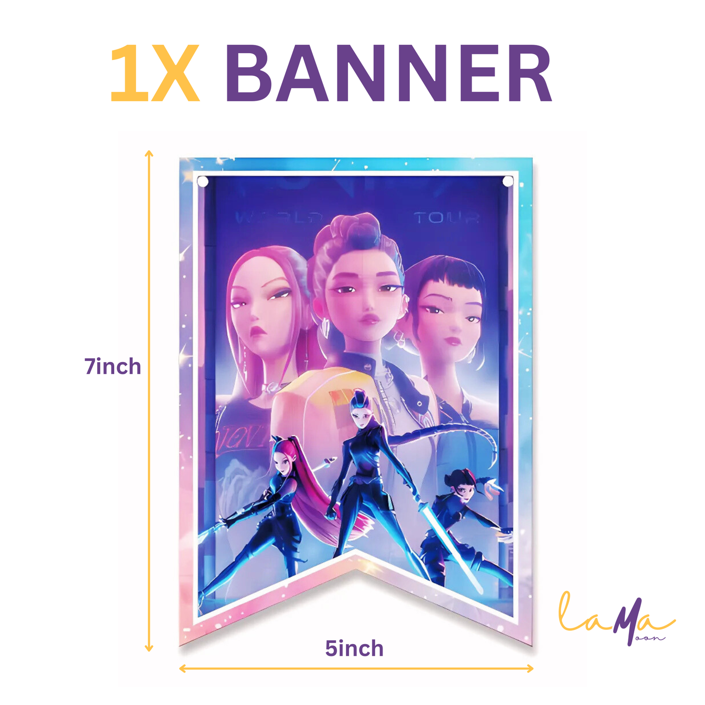 K-Pop Demon Hunters Birthday Party Decoration Set: Pink & Purple Theme