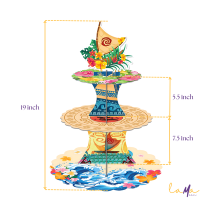 Wayfinder Adventure! 3-Tier Moana & Hawaii Theme Cupcake Stand for Tropical Parties