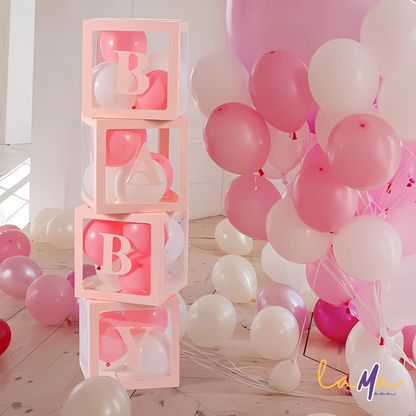 Pink Baby Balloon Boxes - Baby Shower Decorations - 4PCS