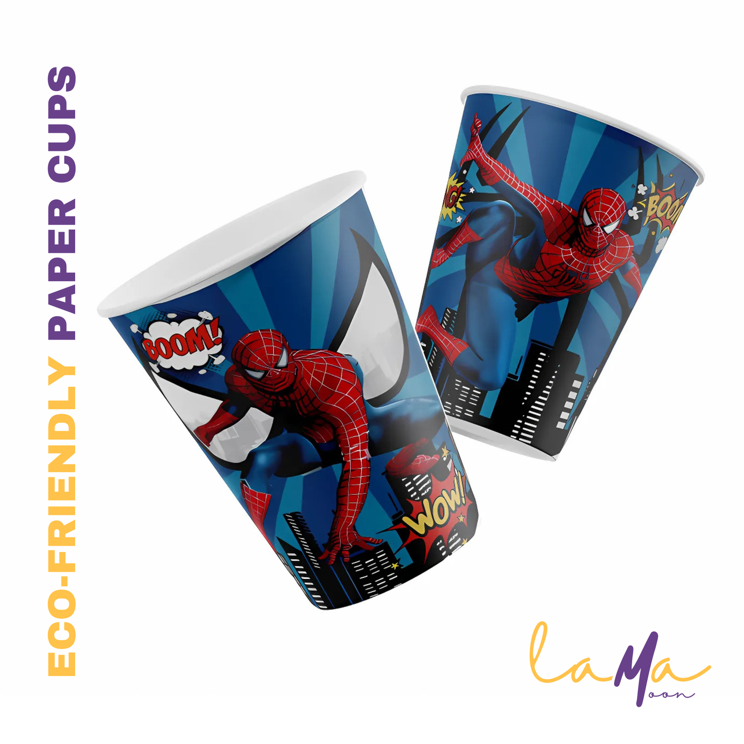 Spider Hero Party Cups: Eco-Friendly Superhero Birthday - 8pcs