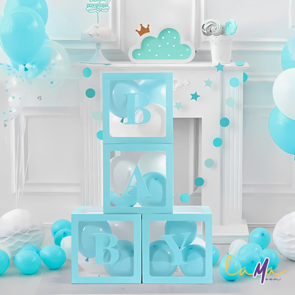Pastel Blue Baby Balloon Boxes: Shower Decorations, Gender Reveal, Birthday