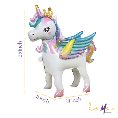Giant Rainbow Unicorn Foil Balloon with Base: Birthday Party Decoration