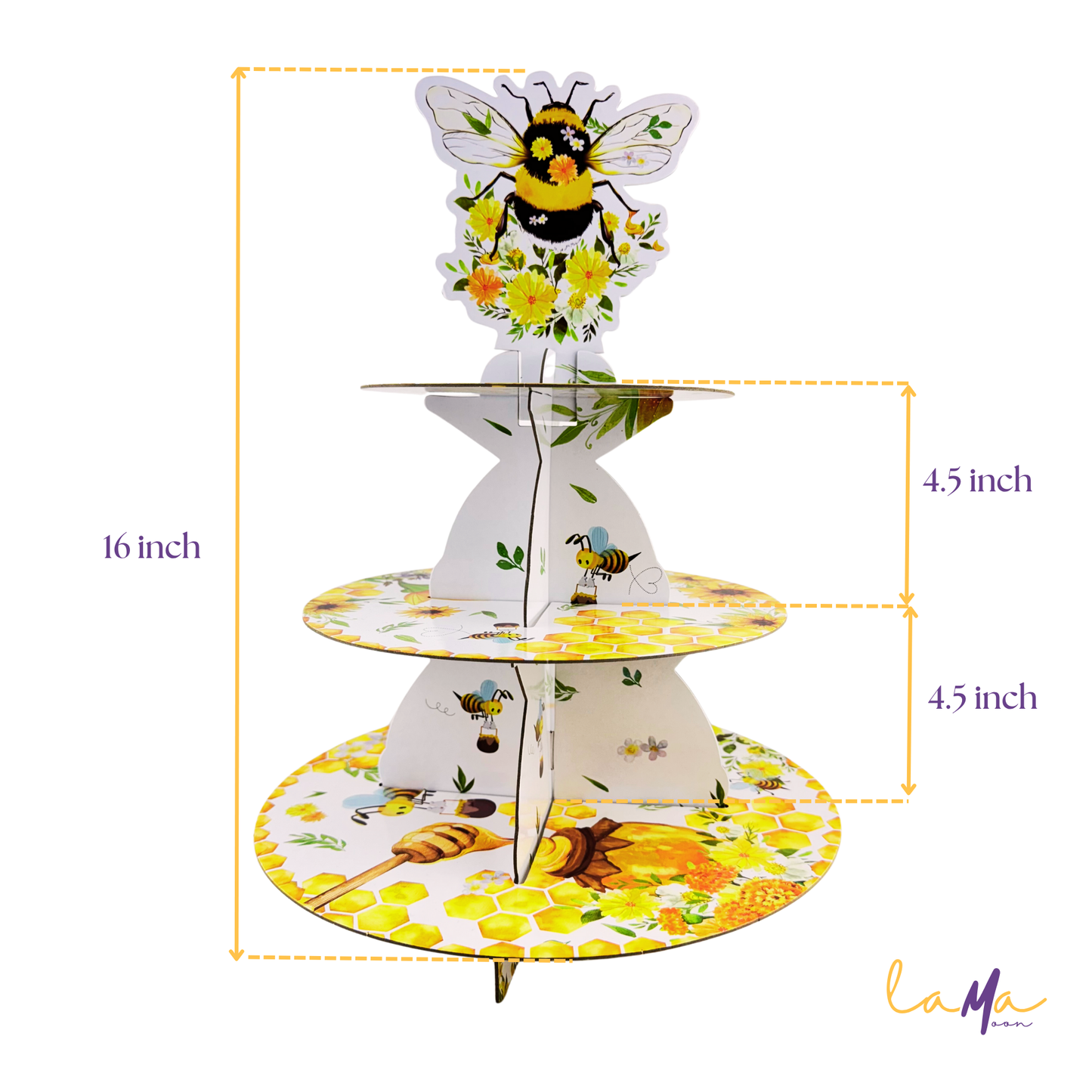 Bumble Bee 3-Tier Cupcake Stand for Baby Shower & Birthday Parties