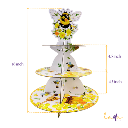 Bumble Bee 3-Tier Cupcake Stand for Baby Shower & Birthday Parties