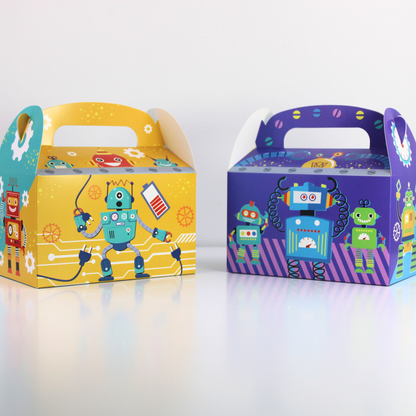 Robot Party Goodie Boxes - Adorable Kids Birthday Favor Boxes with Space Theme