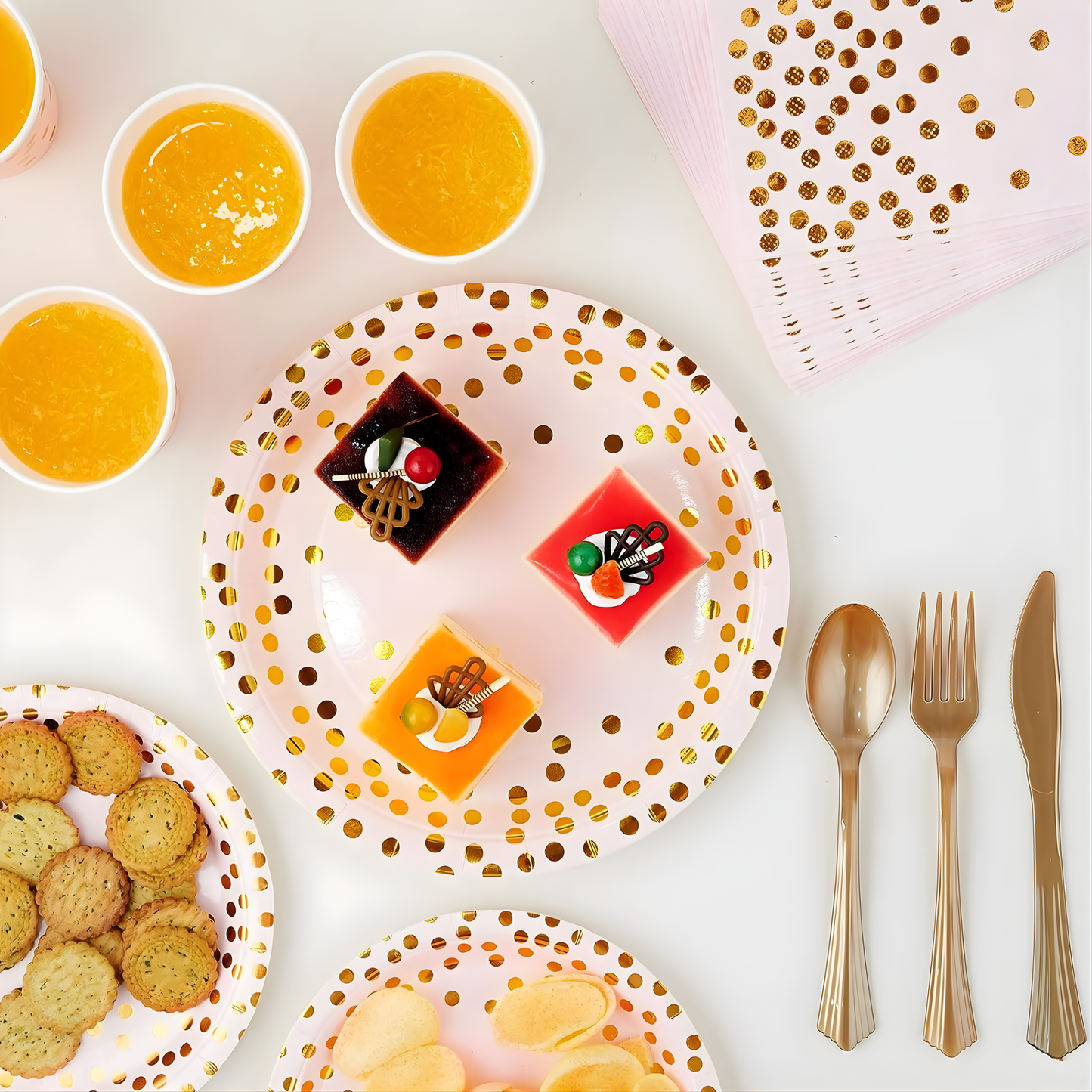 Pink & Gold Party Supplies Set 92PCS for 10 Guests | Disposable Birthday Decorations by LamaMoon