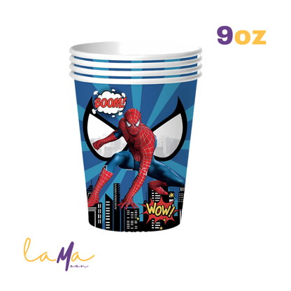 Spider Hero Party Cups: Eco-Friendly Superhero Birthday - 8pcs