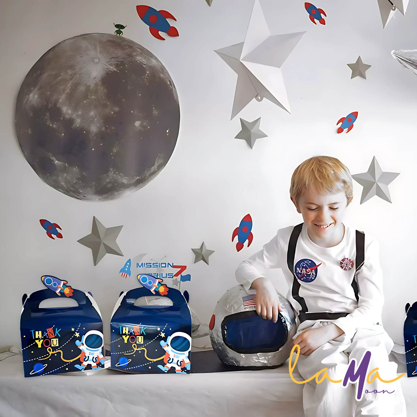 Astronaut & Rocket Party Favor Boxes: Space-Themed Goodie Bags