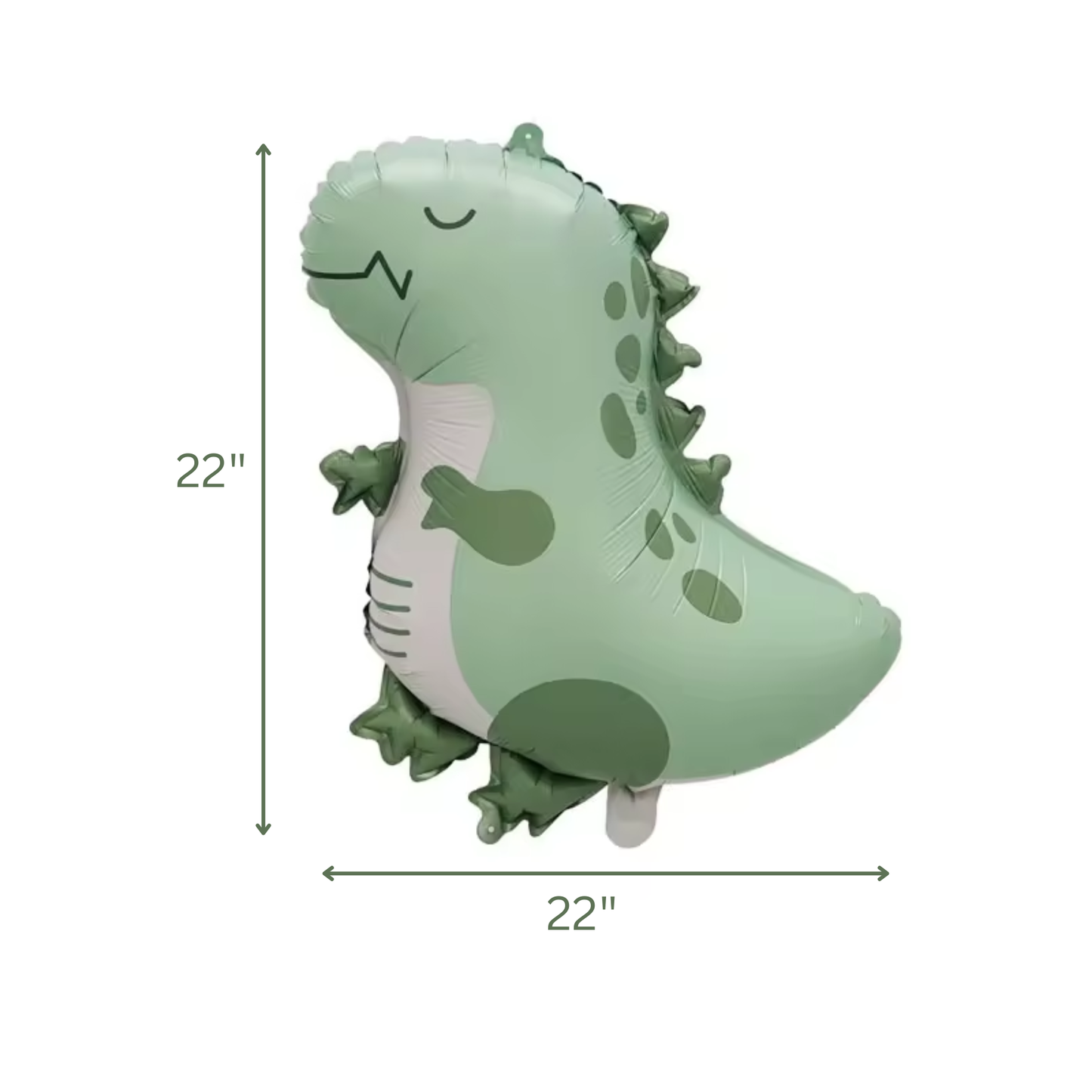 22" Matte T-Rex Dinosaur Foil Balloon – Sage Green Party Decoration