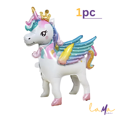 Giant Rainbow Unicorn Foil Balloon with Base: Birthday Party Decoration