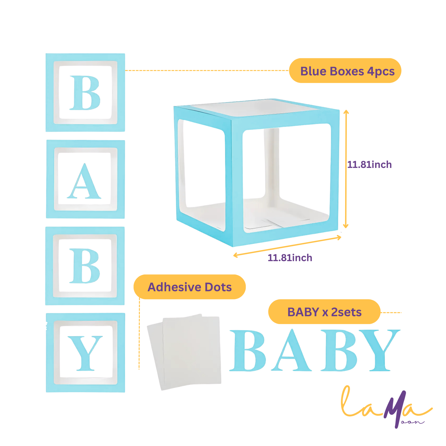 Pastel Blue Baby Balloon Boxes: Shower Decorations, Gender Reveal, Birthday