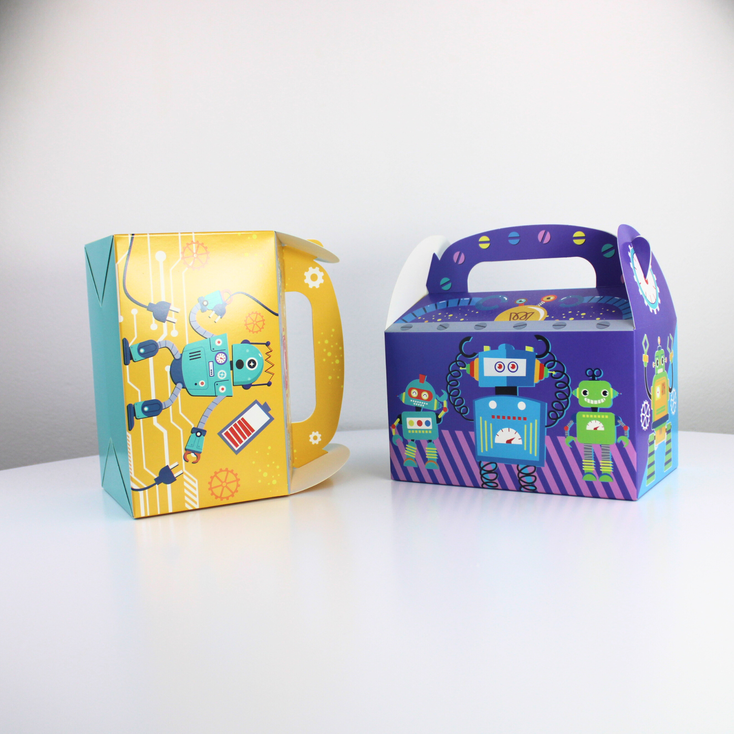 Robot Party Goodie Boxes - Adorable Kids Birthday Favor Boxes with Space Theme