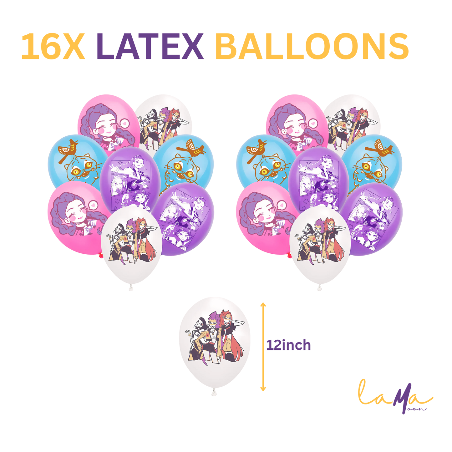 K-Pop Demon Hunters Birthday Party Decoration Set: Pink & Purple Theme