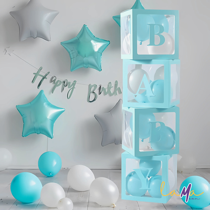 Pastel Blue Baby Balloon Boxes: Shower Decorations, Gender Reveal, Birthday