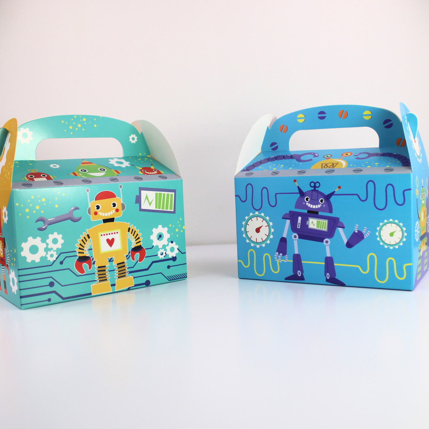 Robot Party Goodie Boxes - Adorable Kids Birthday Favor Boxes with Space Theme