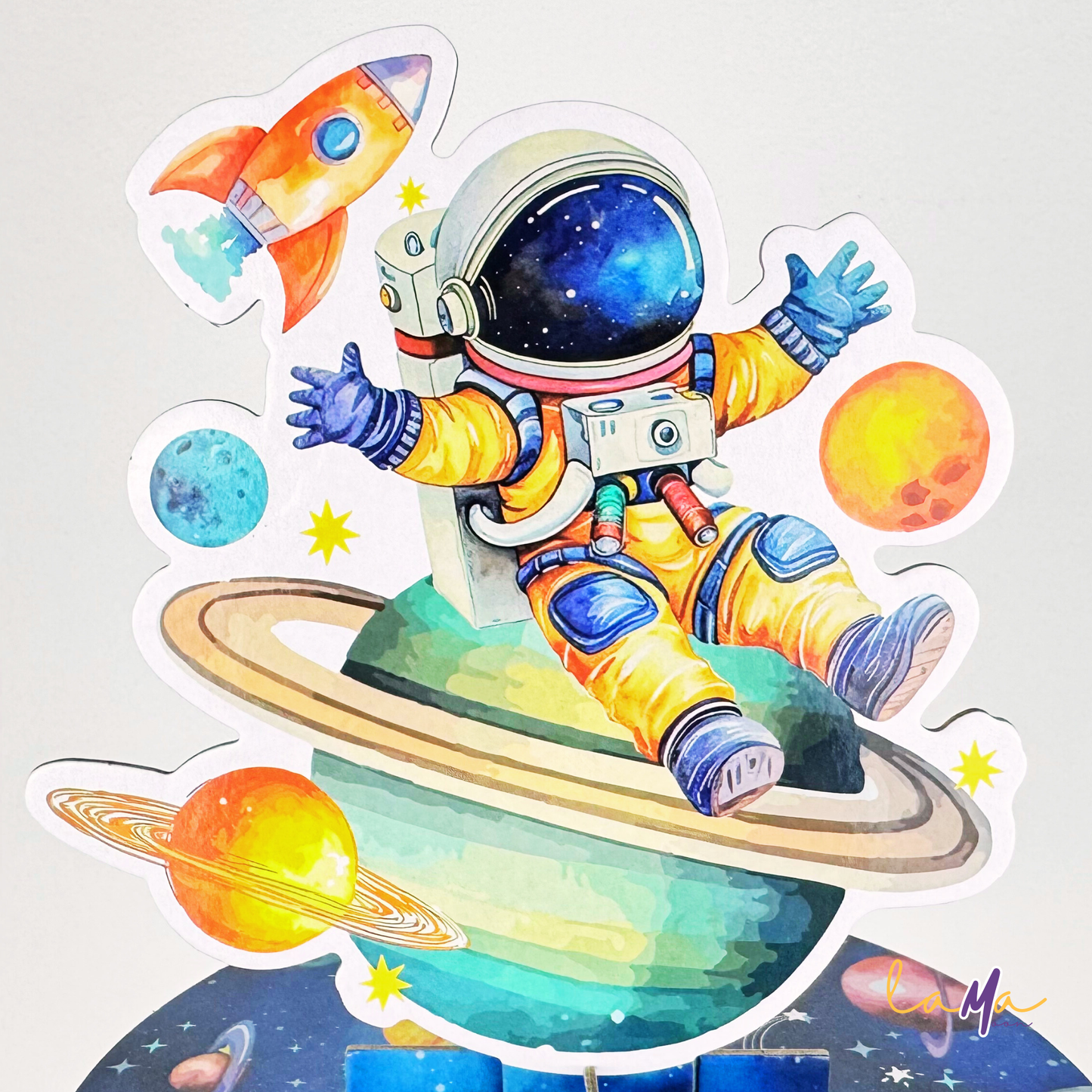 To the Moon! 3-Tier Astronaut Cupcake Stand for Space Birthday Parties