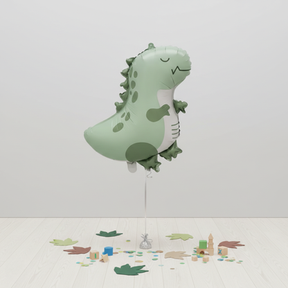 22" Matte T-Rex Dinosaur Foil Balloon – Sage Green Party Decoration