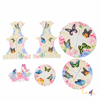 Butterfly & Floral 3-Tier Cupcake Stand "I Love You Until Forever"