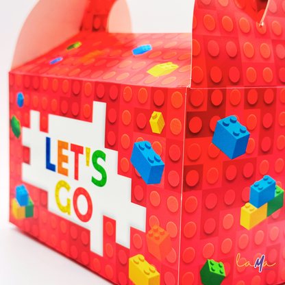 Building Blocks Party Favor Box: Red Birthday Treat & Goodie Bag