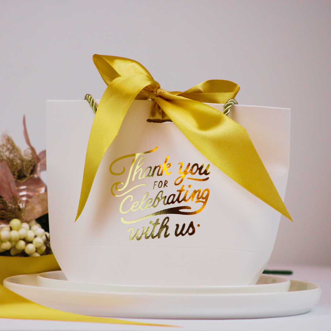 Elegant Thank You Favor Bag with Gold Script