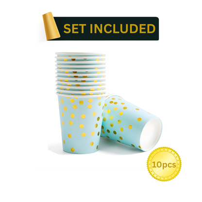 Blue & Gold Party Supplies Set 92PCS for 10 Guests | Elegant Disposable Decor by LamaMoon