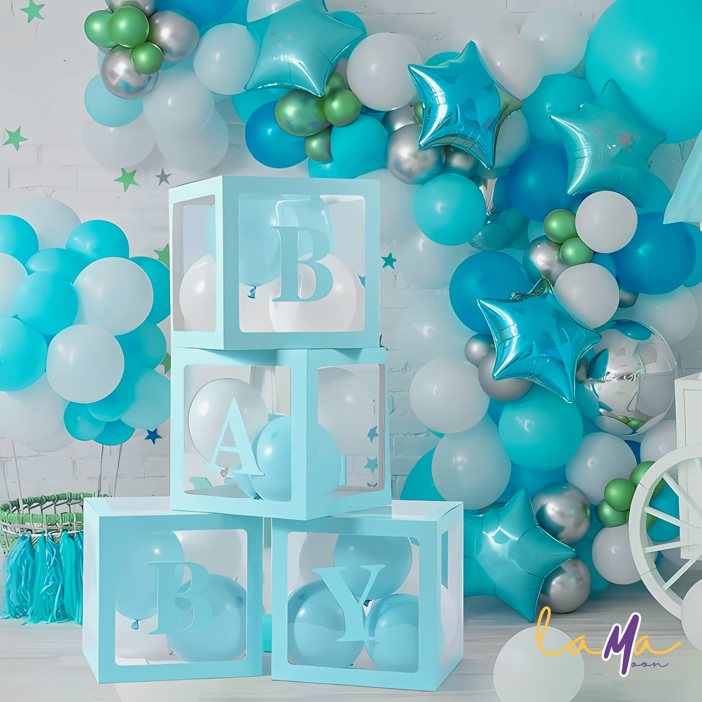 Pastel Blue Baby Balloon Boxes: Shower Decorations, Gender Reveal, Birthday
