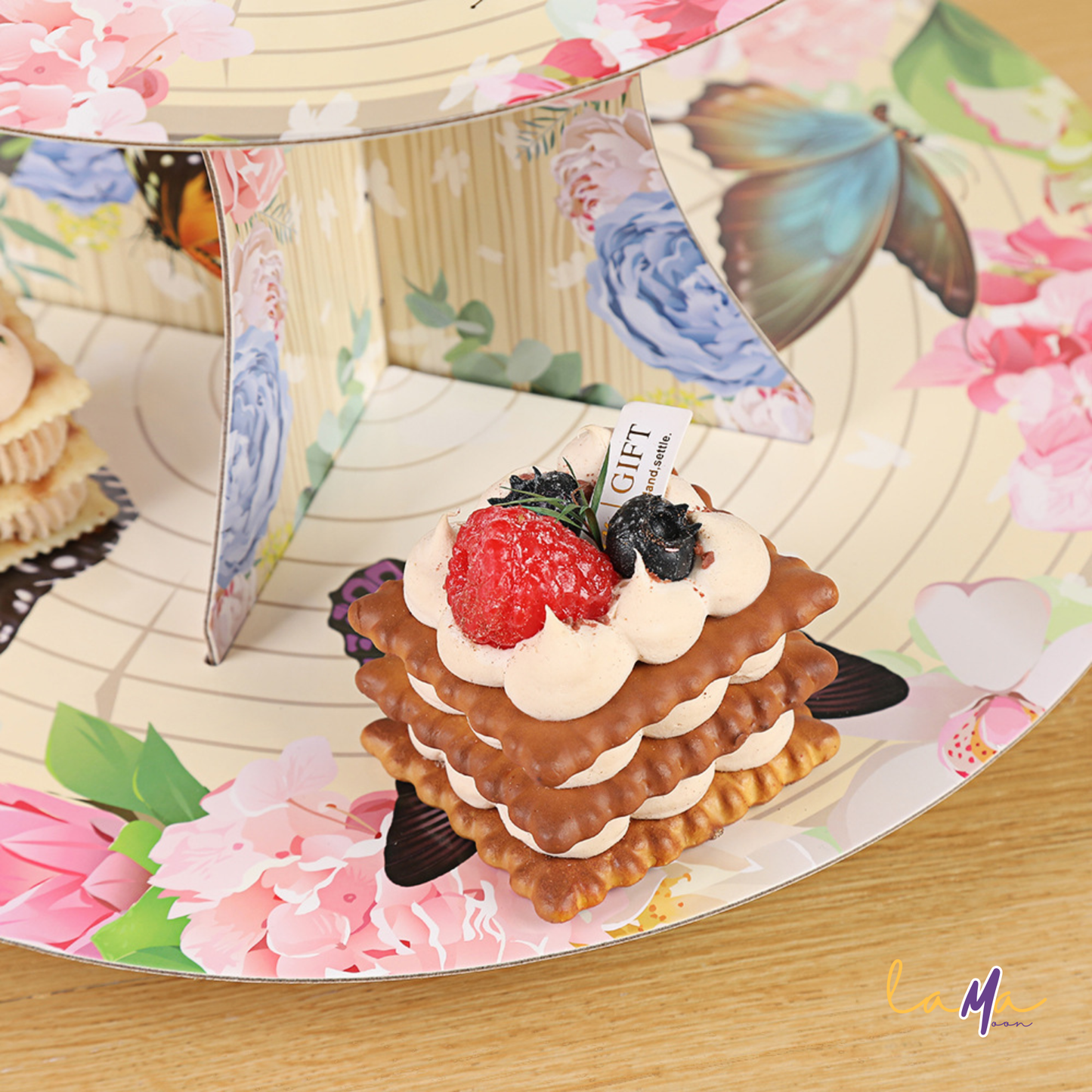 Butterfly & Floral 3-Tier Cupcake Stand "I Love You Until Forever"