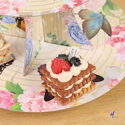 Butterfly & Floral 3-Tier Cupcake Stand "I Love You Until Forever"